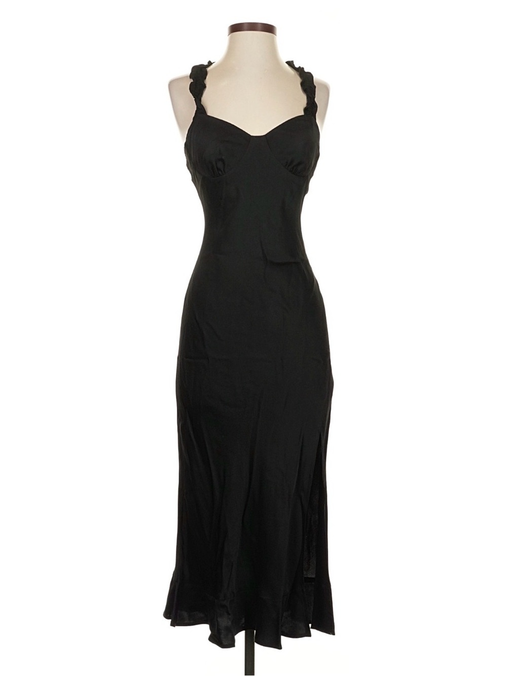 ASTR The Label Black Satin Ruffle Dress Size Small